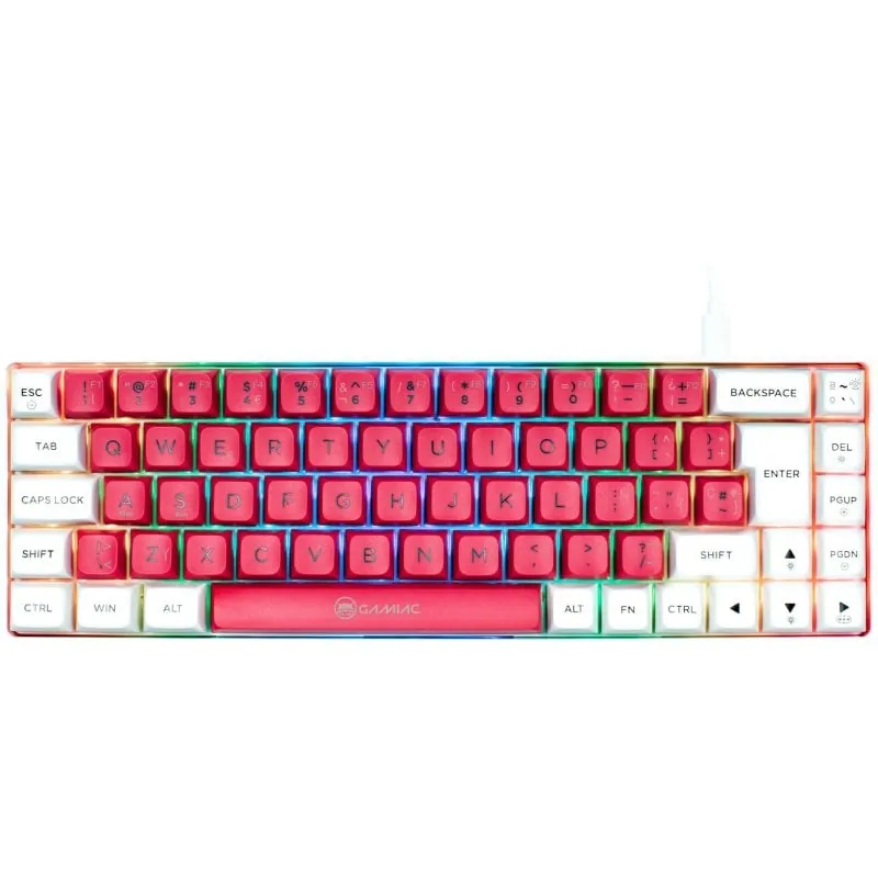 Teclado mecánico GAMIAC TKL69G Kailh Red Hot-Swap RGB 1000Hz Blanco/Rosa TKL GAKM-G69EW1R.21