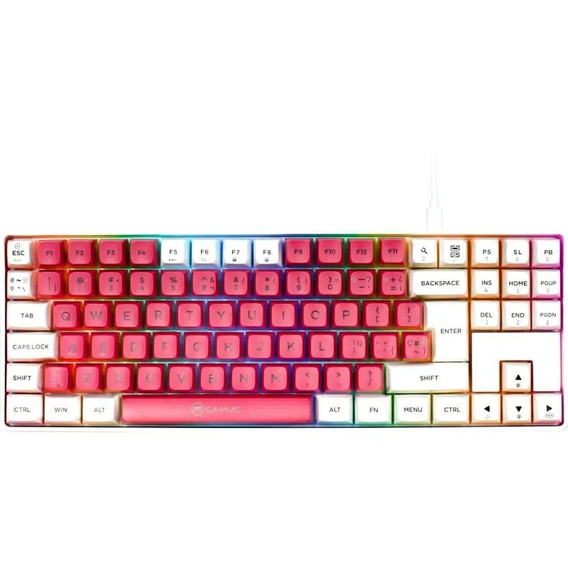 Teclado mecánico GAMIAC TKL90G Kailh Blue PBT RGB ES Tenkeyless Blanco/Rosa GAKM-G90EW2R.21