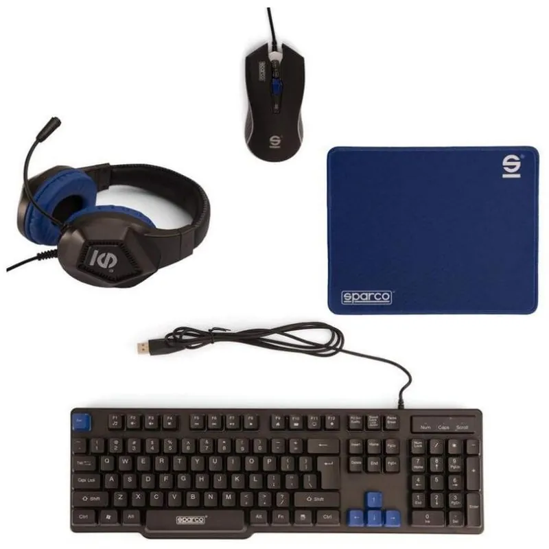 Teclado membrana Sparco SPGAMEKITESP Layout ES RGB pack ratón auriculares alfombrilla 8052742554978