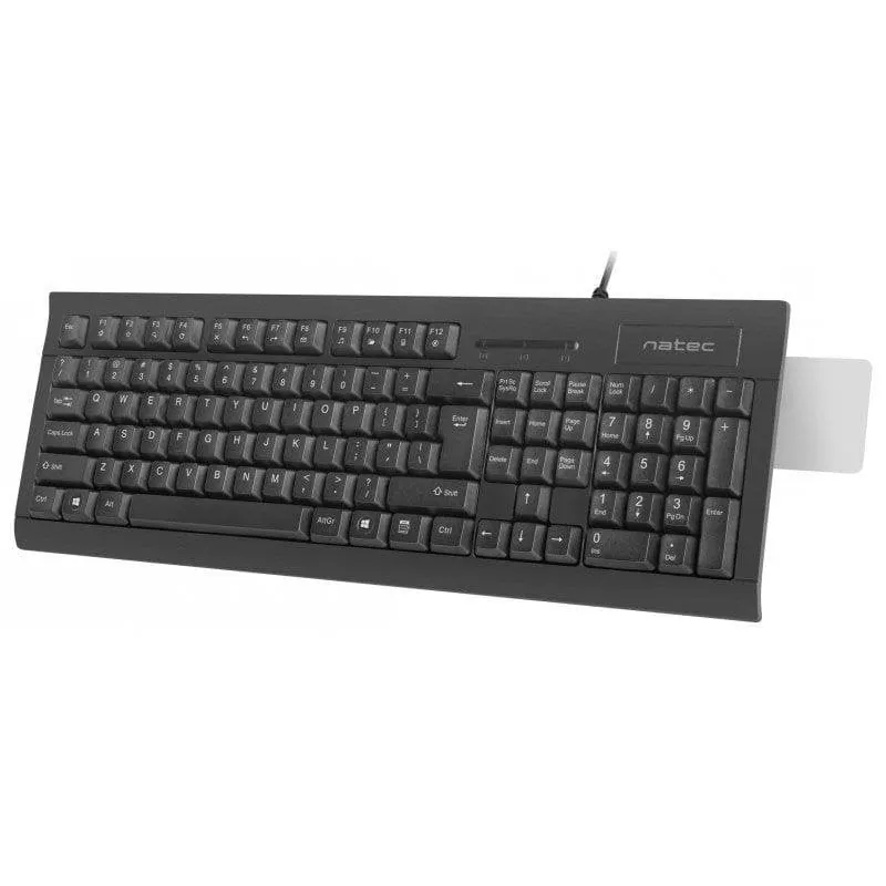 Teclado Natec Moray membrana con lector Smart Card y teclas multimedia NKL-2052