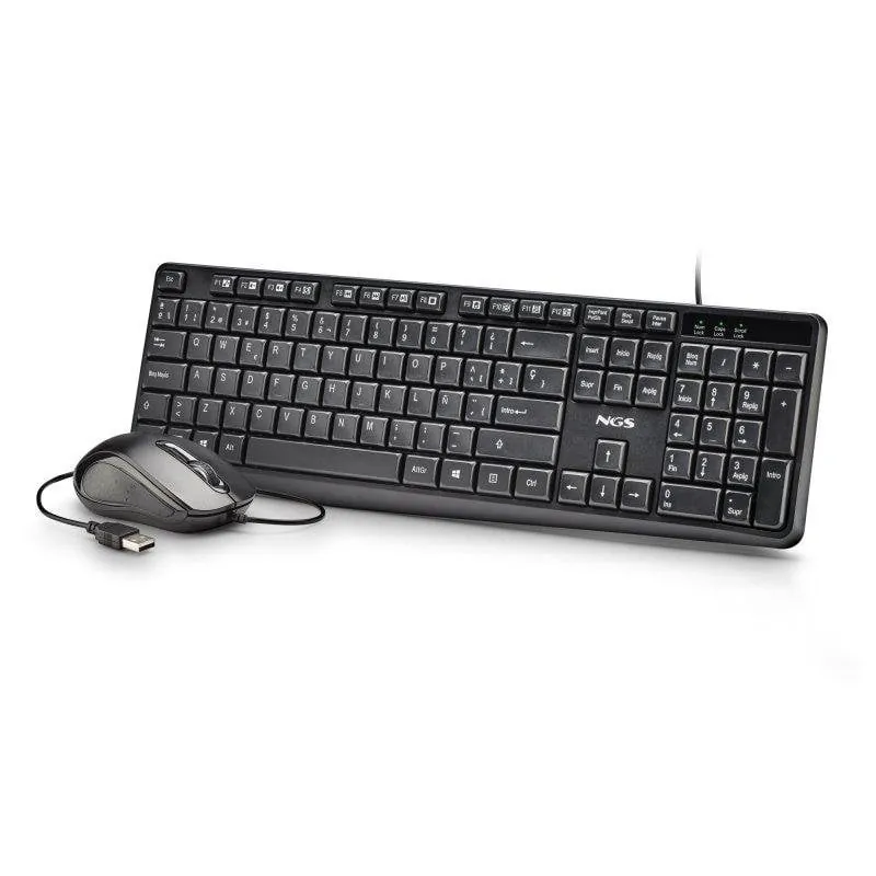 Teclado NGS Cocoa KIT V2 de membrana con 12 accesos multimedia y ratón óptico USB NGS-KEYBOARD-0490