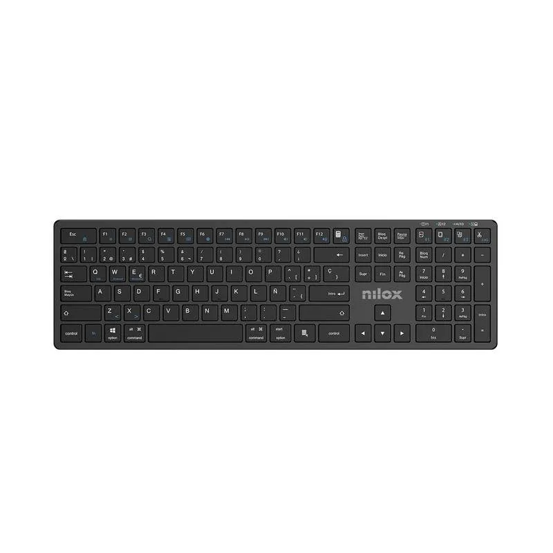 Teclado Nilox PRO Wireless de membrana completo español inalámbrico y multidispositivo NXKBW01B