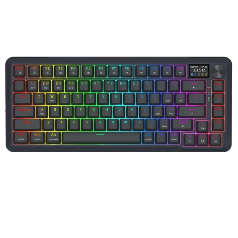 Teclado Redragon K708-RGB-PRO 81 Teclas OLED Gasket RGB Hot-Swap Bluetooth/2.4G/Cable Redragon K708-RGB-PRO