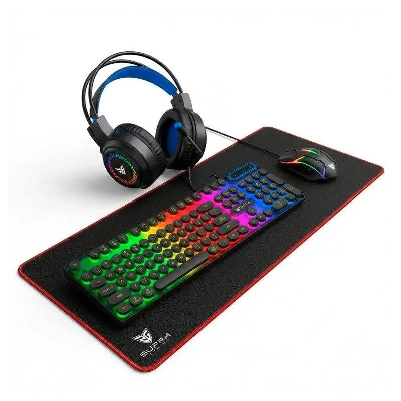 Teclado SUPRA GAMING Vortex de membrana con retroiluminación LED y pack gaming completo 8436608030026