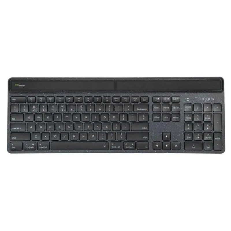 Teclado Targus EcoSmart scissor switch inalámbrico Bluetooth LED negro completo QWERTY AKB868ES