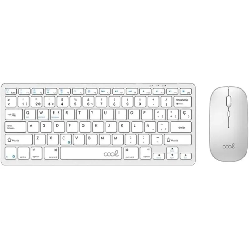 Teclado y Ratón Bluetooth Cool Mobility compacto inalámbrico Layout Español para PC y Tablet, color blanco 8434847080734