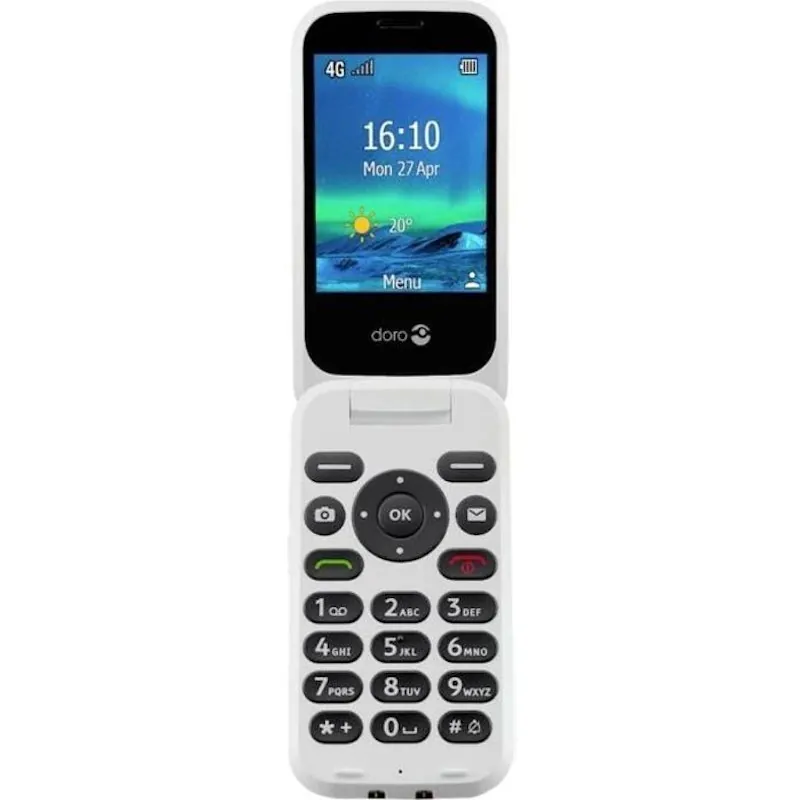 Teléfono móvil doro 6820 Clamshell para personas mayores con estación de carga rojo 