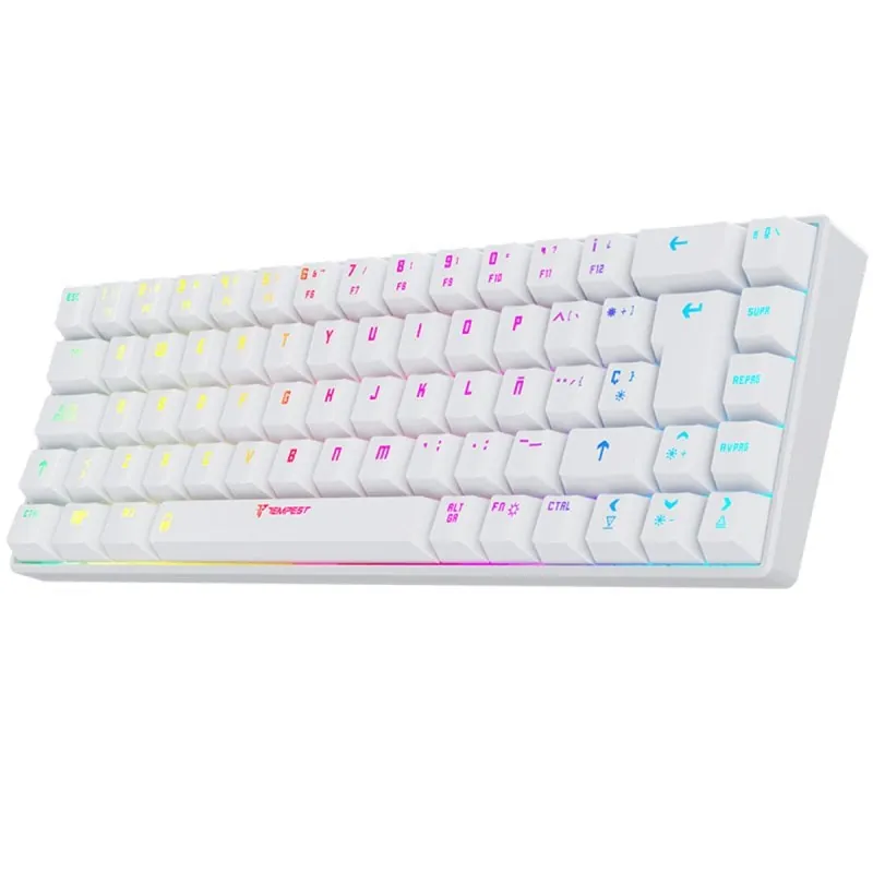 Tempest K20 Beast Teclado Mecánico Inalámbrico Gaming RGB TKL Mini Blanco TP-GKR- K20W