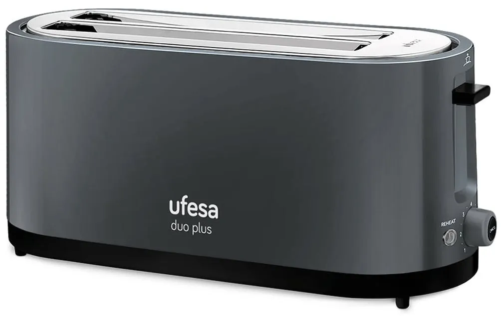 Tostador Ufesa Duo Plus 1400W 2 Ranuras Ajustables 7 Niveles Gris TT7575