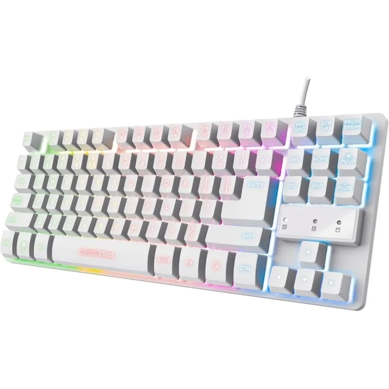 Trust GXT 833W Thado TKL Teclado USB Gaming con Iluminación LED Blanco 24739