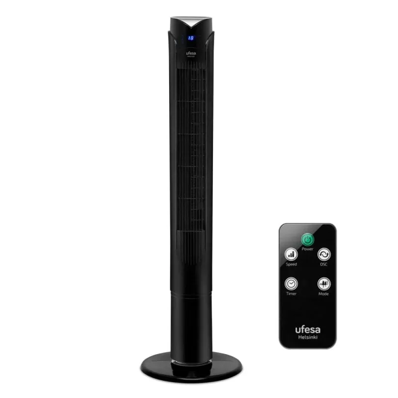 Ufesa Helsinki Ventilador de Torre con Pantalla Táctil LED y Mando a Distancia 45W Negro 84105327