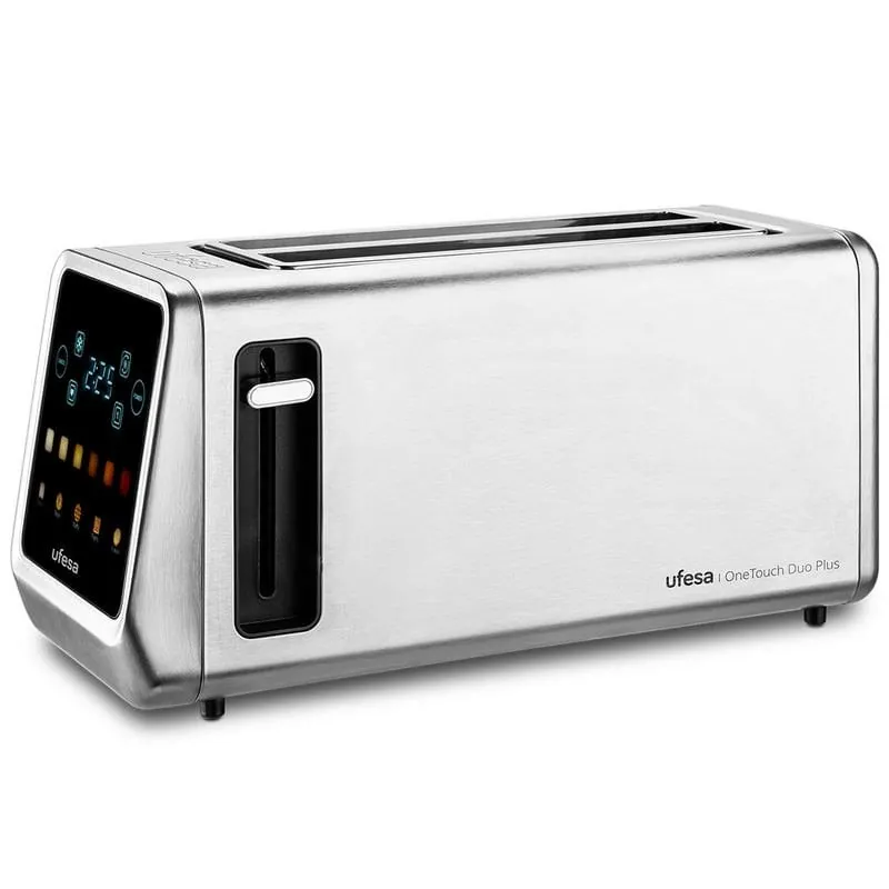 Ufesa OneTouch Duo Plus Tostadora de 2 Ranuras Extra Anchas y Pantalla LED 1450W Acero Inoxidable 71306025