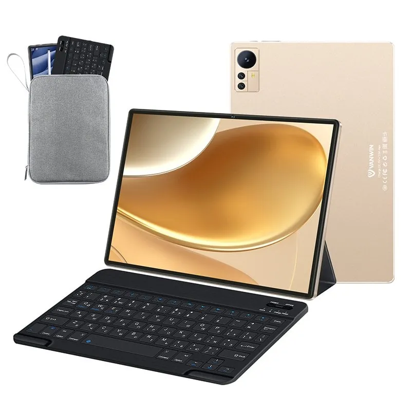 Vanwin S39 LTE 10.1" 4/64GB Dorada + Funda de Piel + Teclado Bluetooth + Bolsa Para Tableta + Stylus S39-gold
