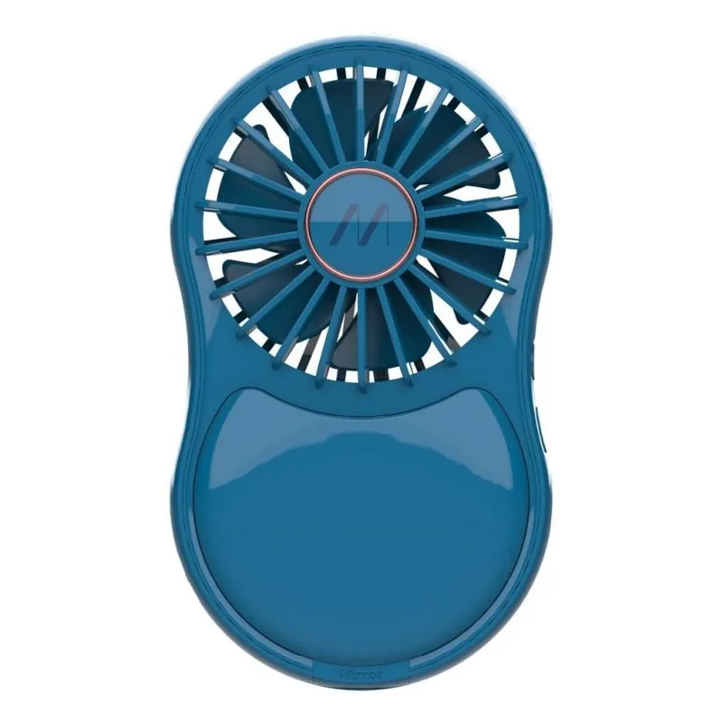 Ventilador de mano Muitomas MIRRORFANBL azul con espejo y luz LED MIRRORFANBL