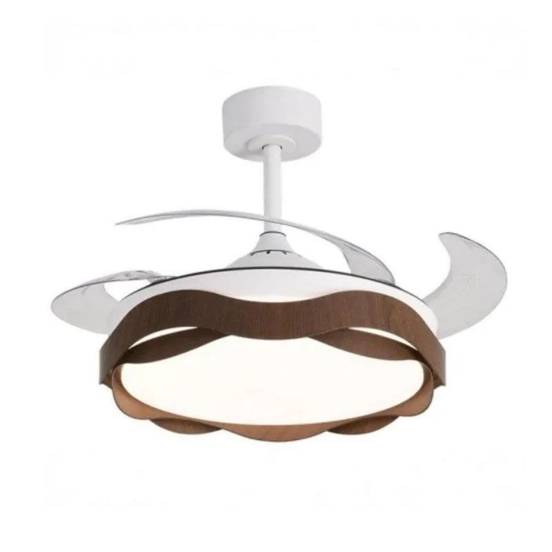 Ventilador de techo Bel Air Home Ondas 72W DC LED regulable 4 aspas retráctiles F-1039 OAK
