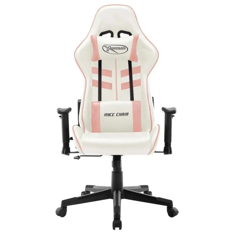 VidaXL Cumbre Silla Gaming con Altura Ajustable con Reposacabezas Blanco/Rosa 20534