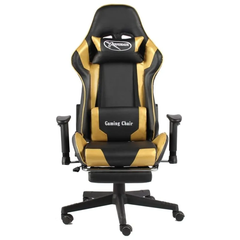 VidaXL Elite Silla Gaming con Reposapiés Dorado 20498