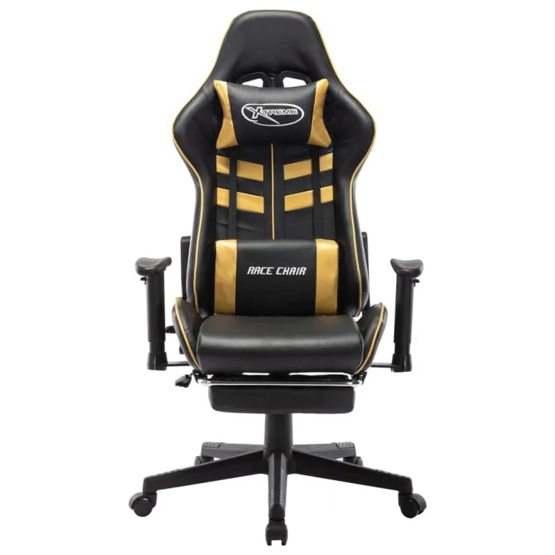 VidaXL Soul Silla Gaming con Altura Regulable Y Reposapiés Negro/Dorado 20512