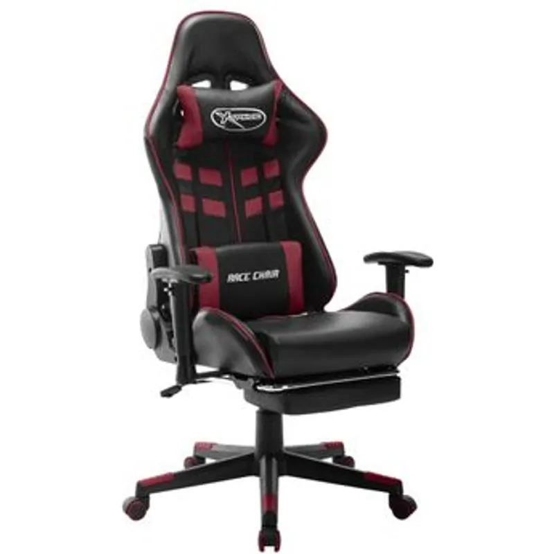 VidaXL Soul Silla Gaming con Altura Regulable Y Reposapiés Negro/Granate 20517