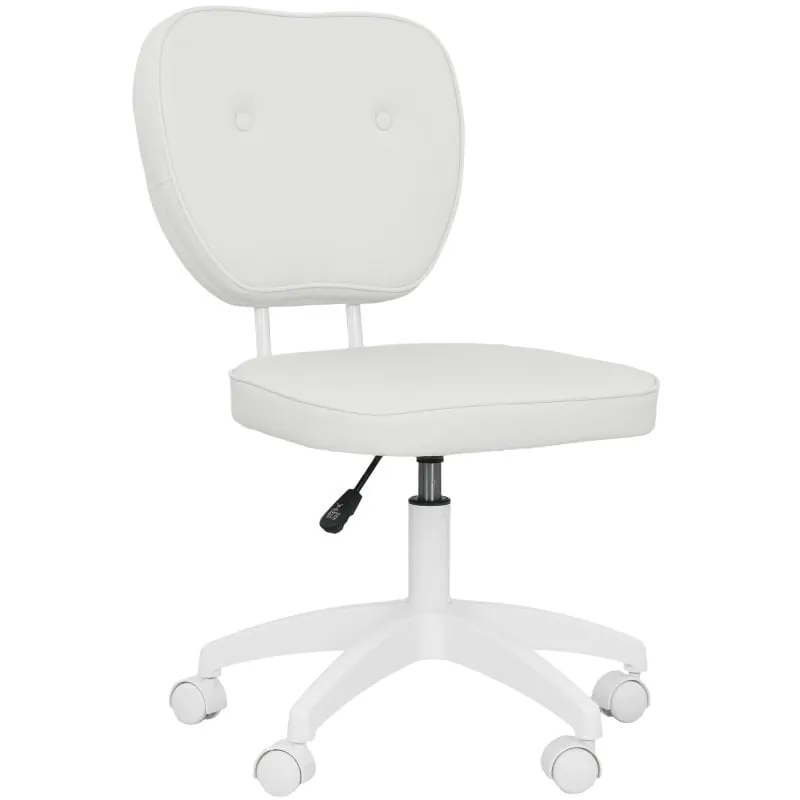 Vinsetto Silla De Escritorio Tapizada En Pu Sin Brazos 46x59x82-92 Cm Blanco 921-687V00WT