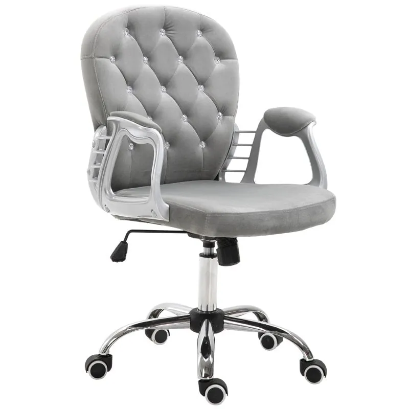 Vinsetto Silla De Escritorio Tapizada En Terciopelo Carga 120 Kg Gris 921-169