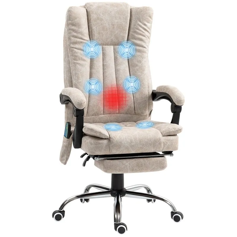 Vinsetto Silla De Masaje Reclinable Con 6 Puntos De Masaje Crema 921-246V91CW