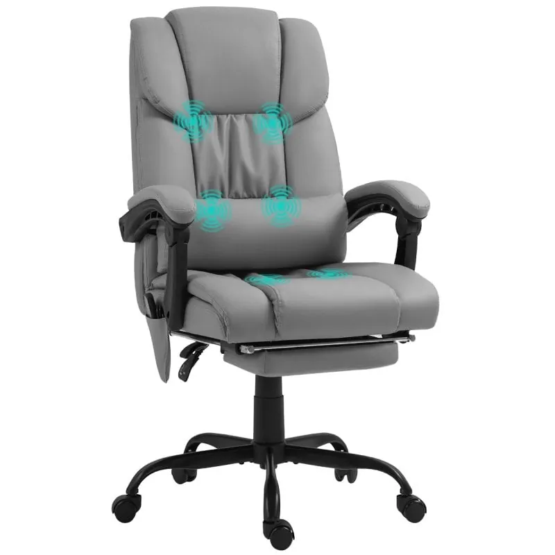 Vinsetto Silla De Oficina Con Masaje De 6 Puntos Con Respaldo Reclinable Gris 921-275V90GY