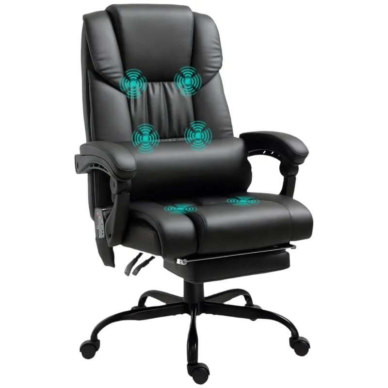 Vinsetto Silla De Oficina Con Masaje De 6 Puntos Con Respaldo Reclinable Negro 921-275V90BK