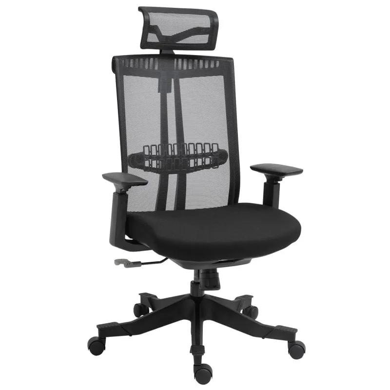 Vinsetto Silla de Oficina Ergonómica con Reposacabezas Negra 921-530