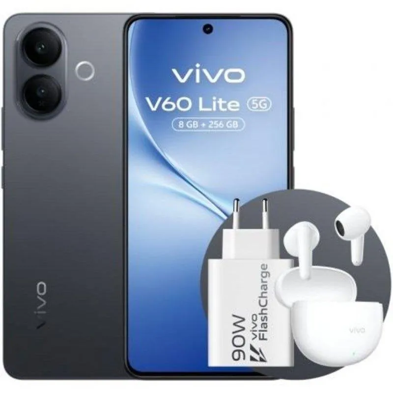 Vivo V60 Lite 8GB 256GB 6.77" AMOLED 120Hz 5G Dual SIM 50MP Carga 90W IP65 Android 15 Negro 5671245