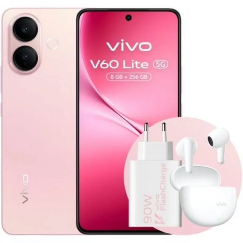 Vivo V60 Lite 8GB 256GB 6.77" AMOLED 5G Dual SIM Carga Rápida 90W Cámara 50MP Android 15 Rosa 5671160