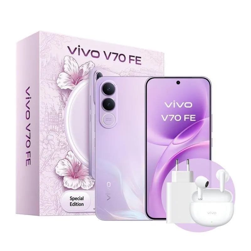 Vivo V70 FE 5G 8GB 512GB 6.83" Púrpura + Auriculares + Cargador 90W 5673130