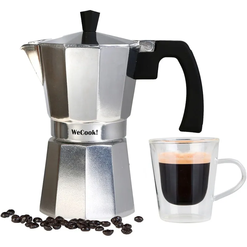 Wecook Paola Cafetera Italiana Aluminio 1 Taza Café, Junta Silicona, Válvula Seguridad, Vitrocerámica 8436571850621