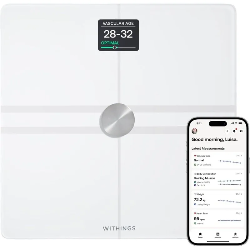 Withings Body Comp Báscula de Baño WiFi con Análisis Corporal Completo Blanca 3700546708053