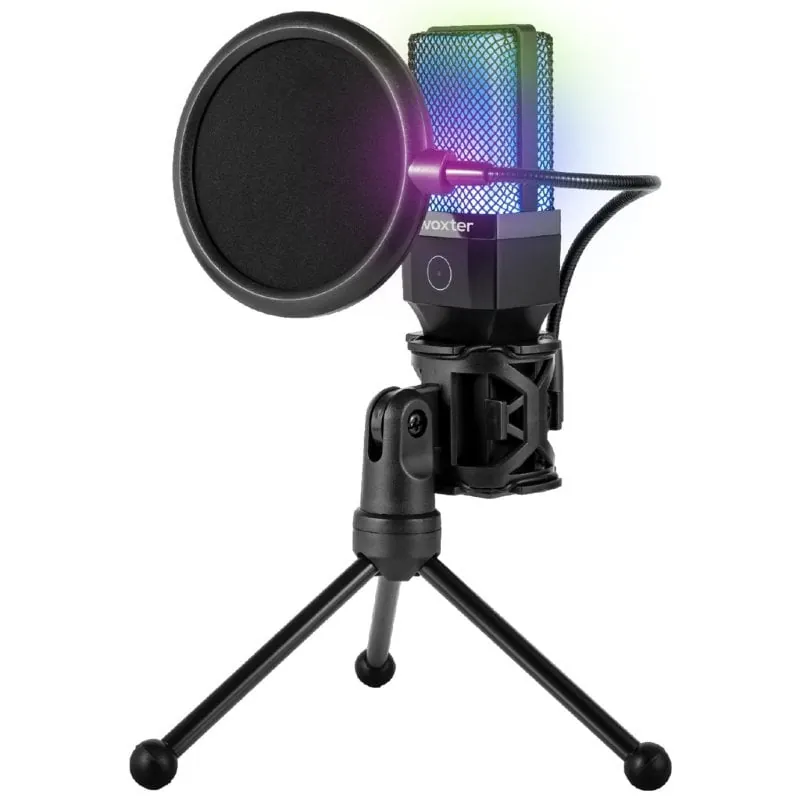 Woxter Mic Studio 65 RGB Micrófono de Condensador para Streaming Negro WE26-028