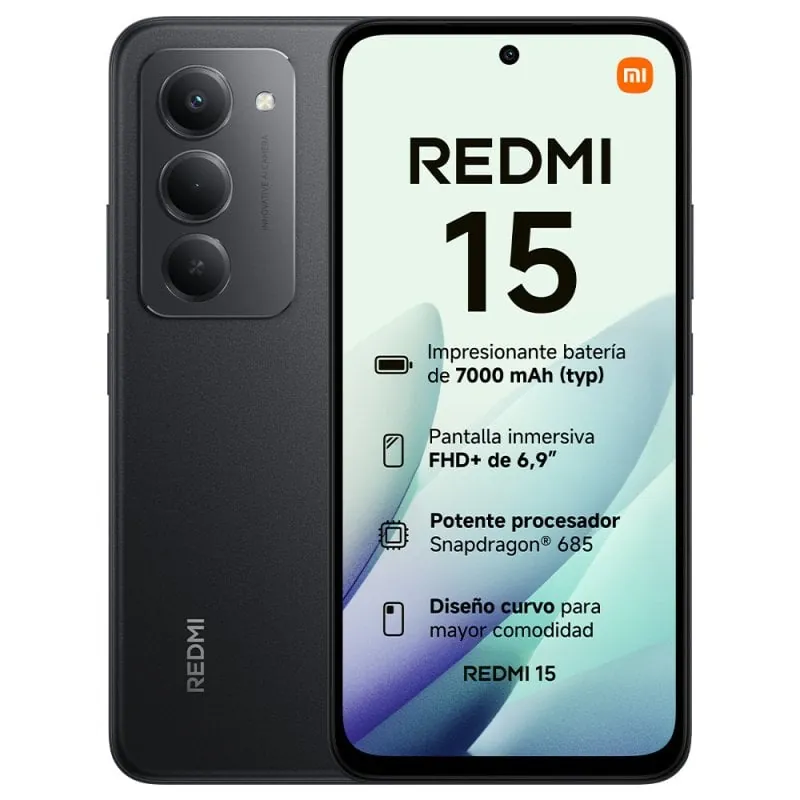 Xiaomi Redmi 15 4G 6GB 128GB 6.9" FHD+ 144Hz 7000mAh Dual SIM NFC Negro Medianoche MZB0KPKEU