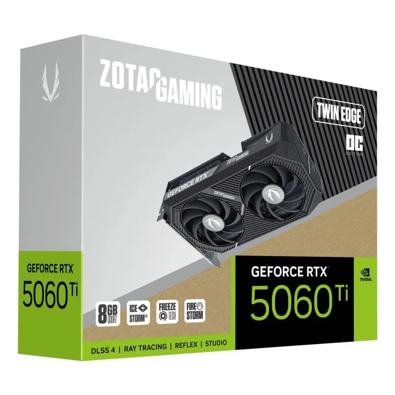 ZOTAC GAMING GeForce RTX 5060 Ti Twin Edge OC 8GB GDDR7 Reflex 2 RTX AI DLSS4 ZT-B50610H-10M