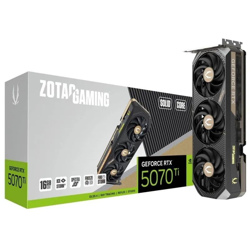 ZOTAC GAMING GeForce RTX 5070 Ti SOLID CORE 16GB GDDR7 Reflex 2 RTX AI DLSS4 ZT-B50710D2-10P